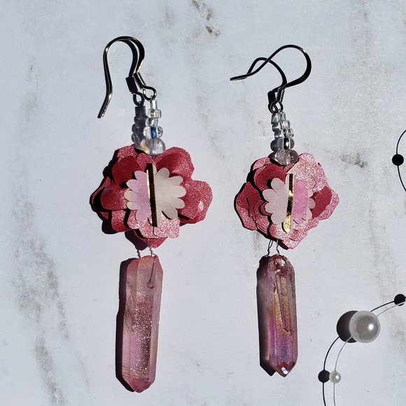 Paper Flower Earrings - Picture 2 of 3